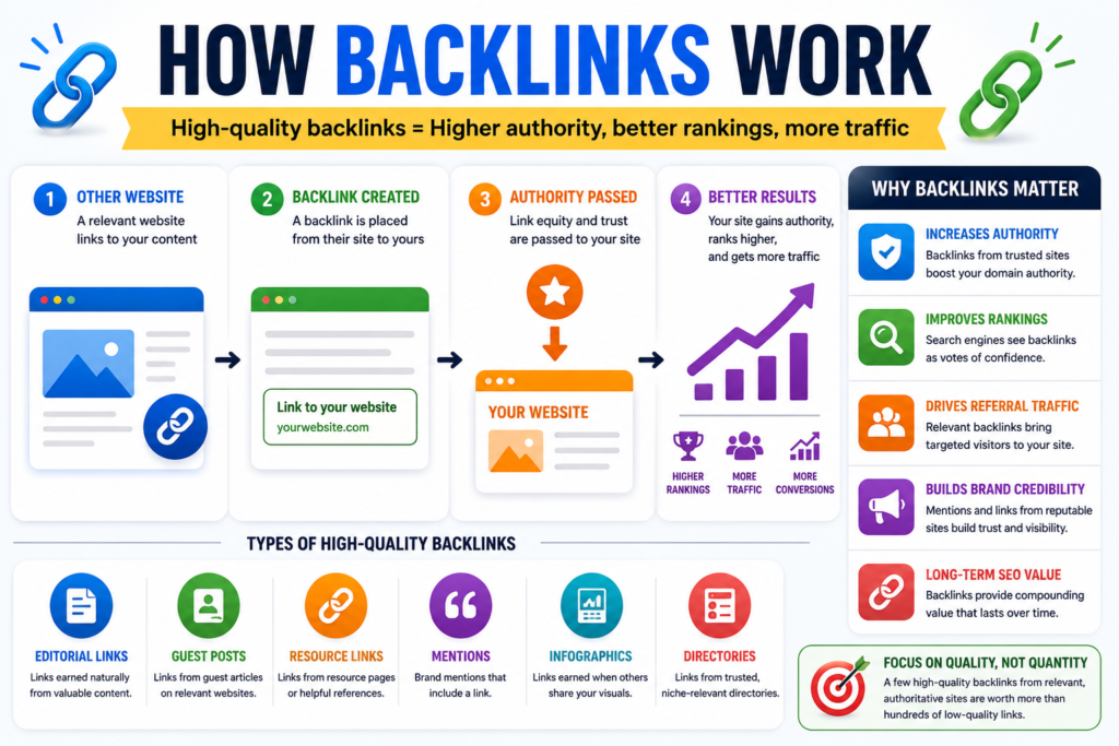 How free backlinks work in off page seo